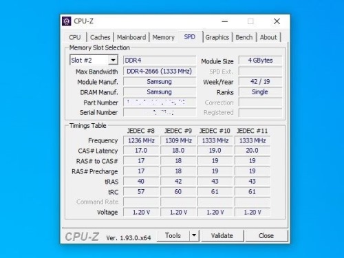 CPU-ZのSPDタブ