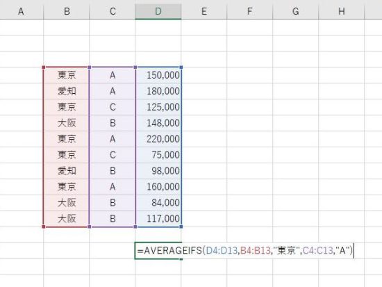 AVERAGEIFS関数