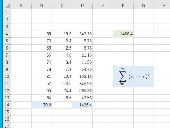 偏差平方和の数式