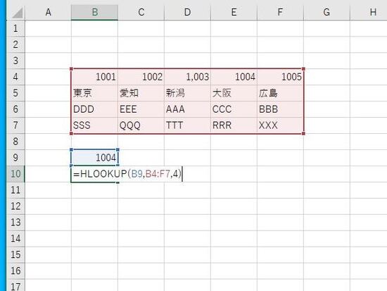 HLOOKUP関数