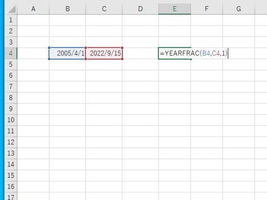 YEARFRAC関数