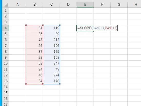 SLOPE関数