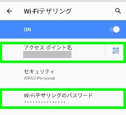 アクセスポイント名とパスワード