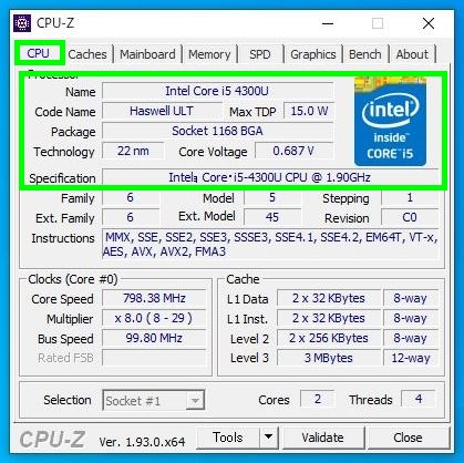 ノートパソコンのCPU