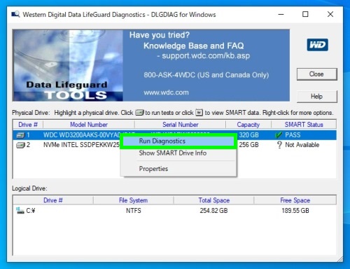 Run Diagnostic