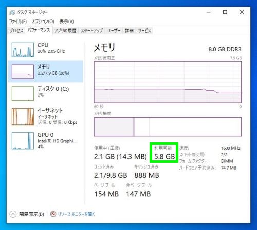 利用可能のメモリー